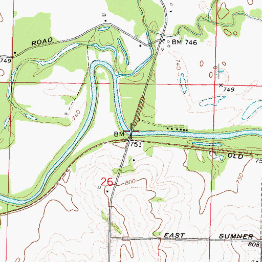 Topographic Map of Farwell Bridge, IL