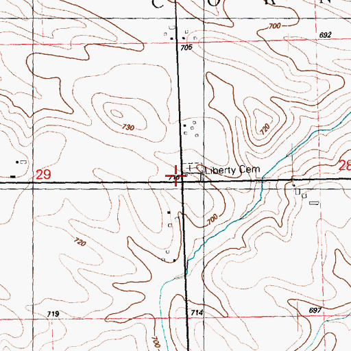 Topographic Map of Liberty Church (historical), IL