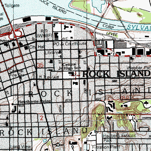 Topographic Map of Lincoln School (historical), IL