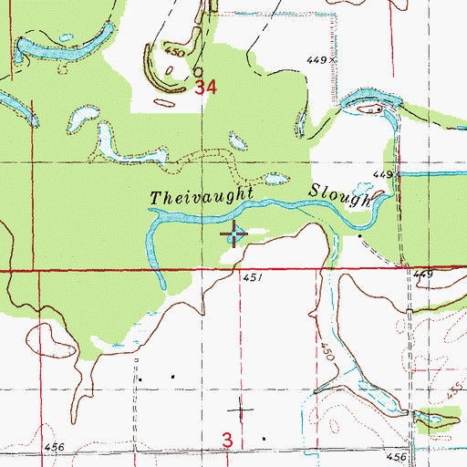 Topographic Map of Theivaught Slough, IL