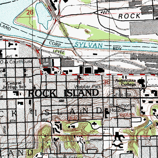 Topographic Map of Sacred Heart Church, IL