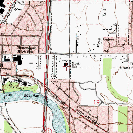 Topographic Map of Rockton Grade School, IL