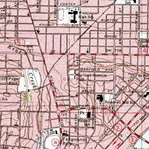 Topographic Map of Garfield Avenue Park, IL