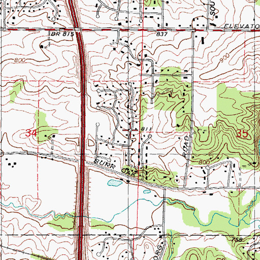 Topographic Map of Stagecoach Hills, IL
