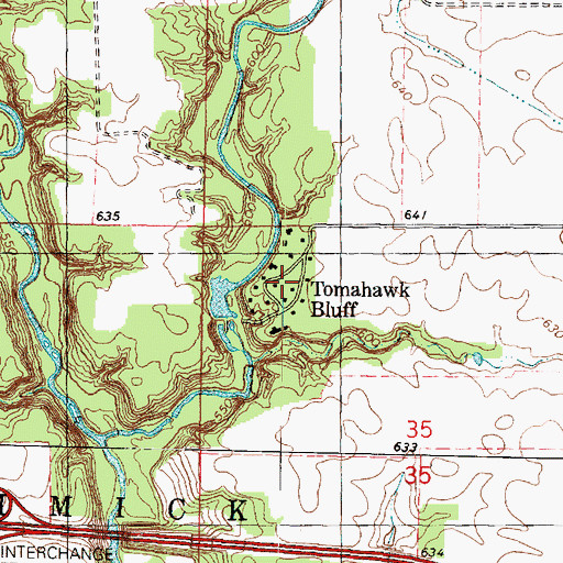 Topographic Map of Tomahawk Bluff, IL