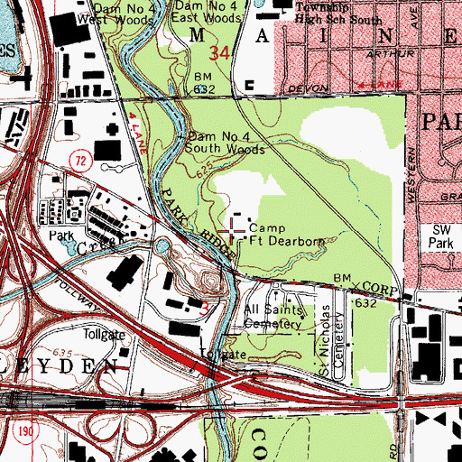 Topographic Map of Camp Fort Dearborn, IL