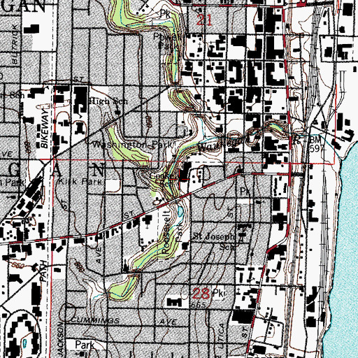 Topographic Map of Andrew Cooke Magnet Elementary School, IL
