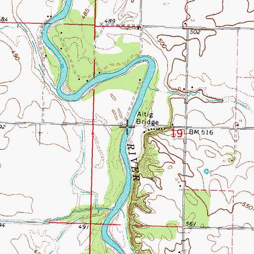 Topographic Map of Altig Bridge, IL