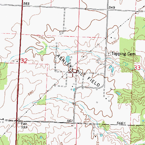 Topographic Map of Ashley Oil Field, IL