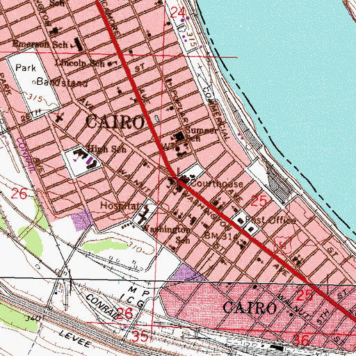 Topographic Map of Cairo, IL