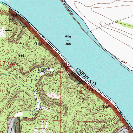 Topographic Map of Cane Creek, IL