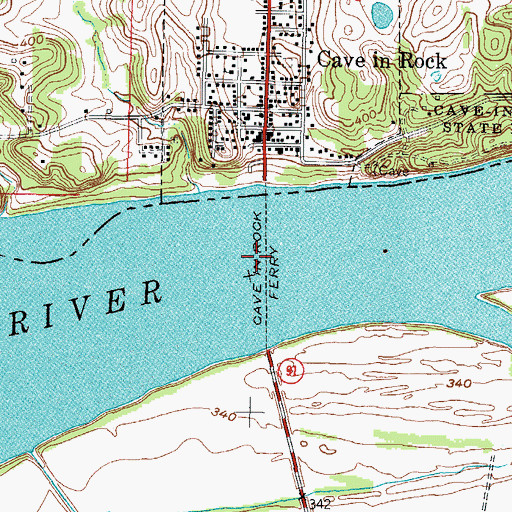 Topographic Map of Cave in Rock Ferry, IL