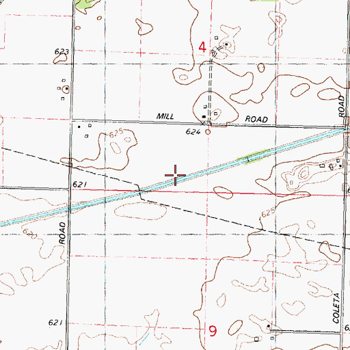 Topographic Map of County Ditch Number 1, IL