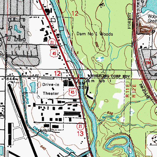 Topographic Map of Dam Number 1, IL