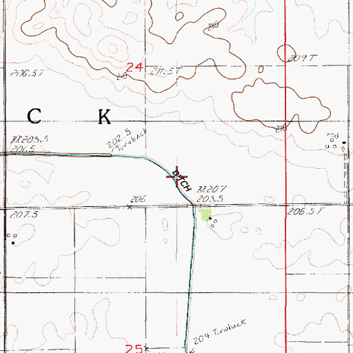 Topographic Map of Drainage Ditch Number 7, IL