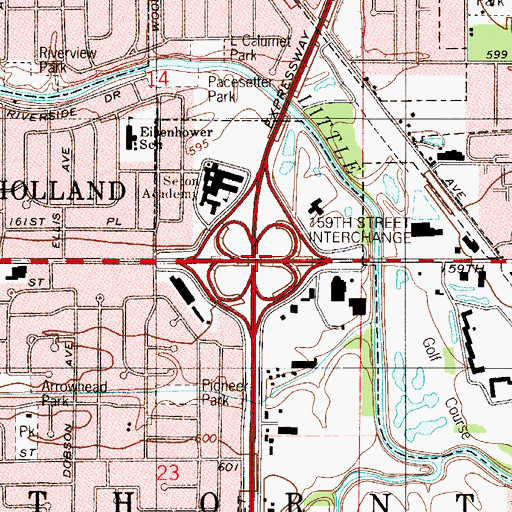 Topographic Map of Fiftyninth Street Interchange, IL