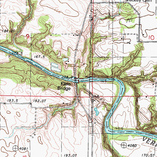 Topographic Map of Klein Bridge, IL