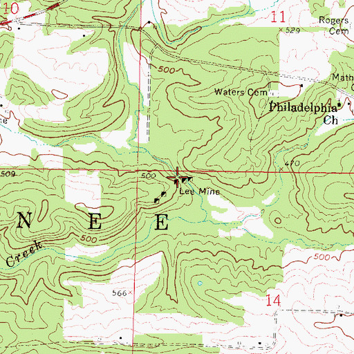 Topographic Map of Lee Mine, IL