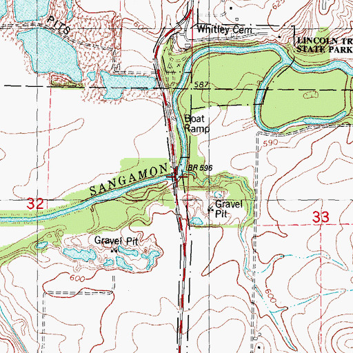 Topographic Map of Lincoln Trail Bridge, IL