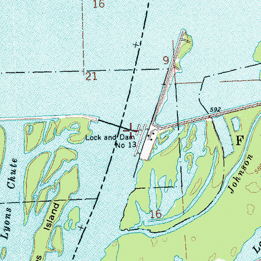 Topographic Map of Lock and Dam Number 13, IL