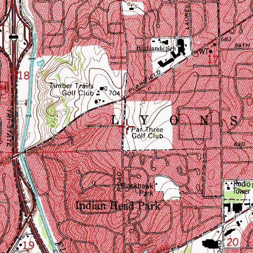 Topographic Map of Par Three Golf Club (historical), IL