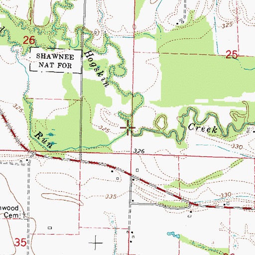 Topographic Map of Road Run, IL
