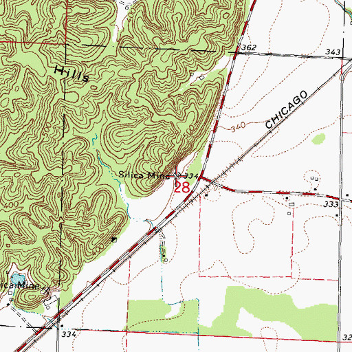 Topographic Map of Silica Mine, IL