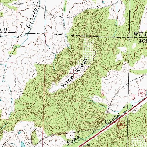 Topographic Map of Wise Ridge, IL