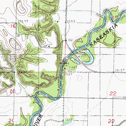 Topographic Map of Wren Bridge, IL