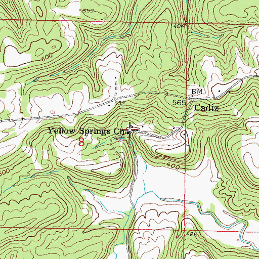 Topographic Map of Yellow Springs Church, IL