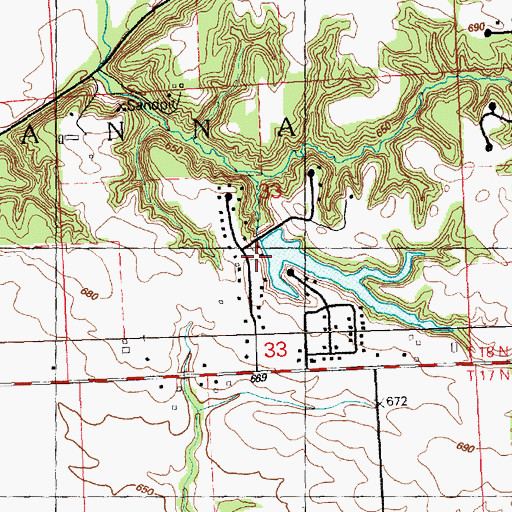 Topographic Map of Rustic Acres, IL