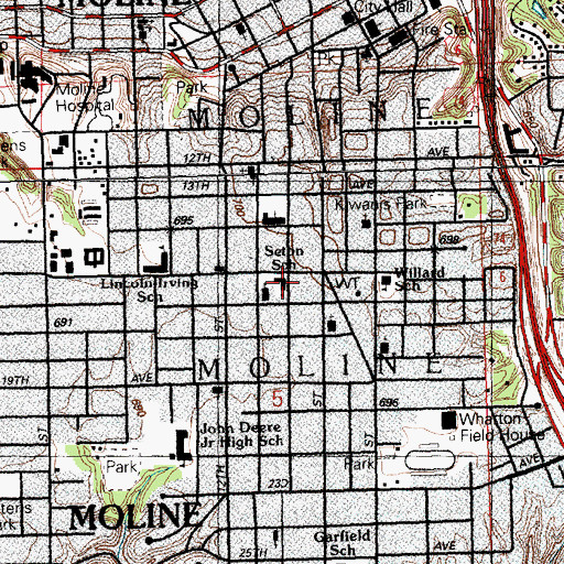 Topographic Map of Seton Catholic School, IL