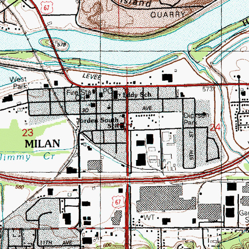 Topographic Map of Jorden South School, IL