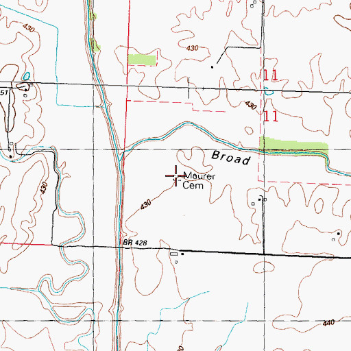 Topographic Map of Maurer Cemetery, IL