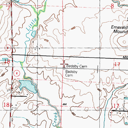 Topographic Map of Badsby Cemetery, IL
