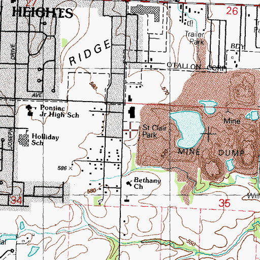Topographic Map of Saint Clair Park, IL