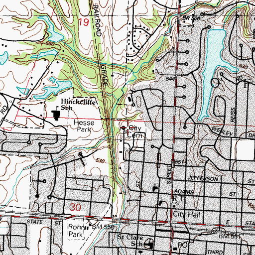 Topographic Map of City of O'Fallon Public Cemetery, IL