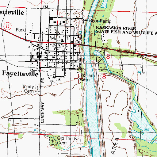 Topographic Map of Pulliam Cemetery, IL