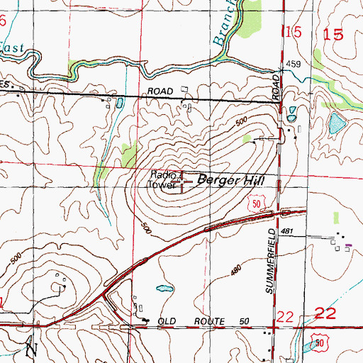 Topographic Map of Berger Hill, IL