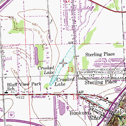 Topographic Map of Crooked Lake, IL