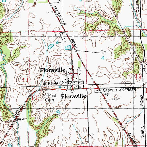 Topographic Map of Floraville, IL