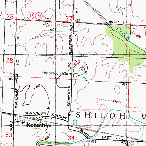 Topographic Map of Knobeloch Cemetery, IL