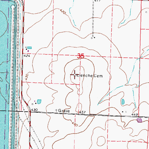 Topographic Map of Leinecke Cemetery, IL