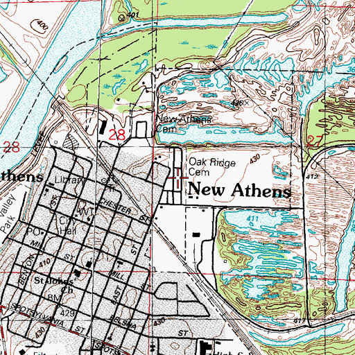 Topographic Map of Oak Ridge Cemetery, IL