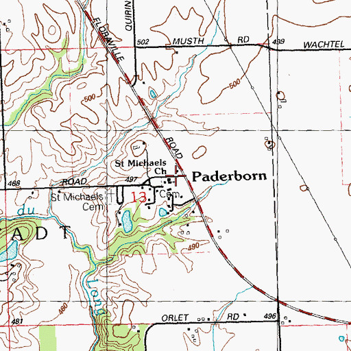 Topographic Map of Paderborn, IL