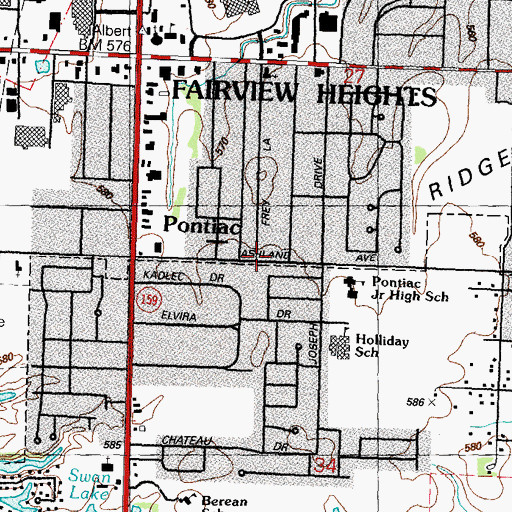 Topographic Map of Ridge Prairie, IL
