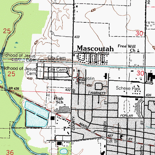 Topographic Map of Schneblin Cemetery, IL