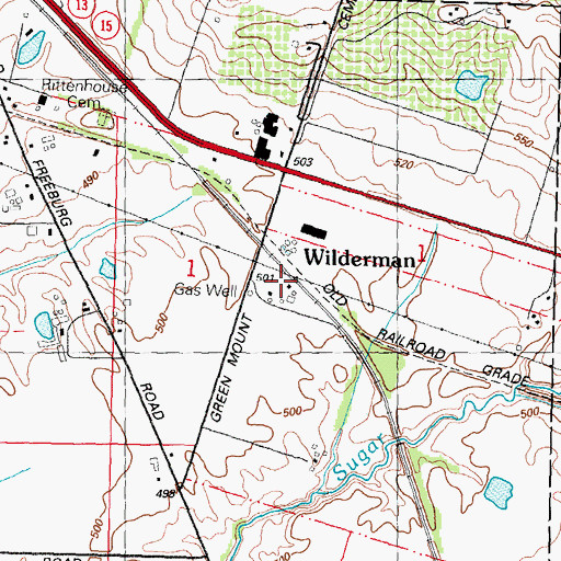 Topographic Map of Wilderman, IL