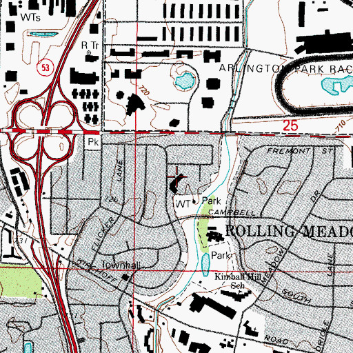 Topographic Map of Cardinal School (historical), IL