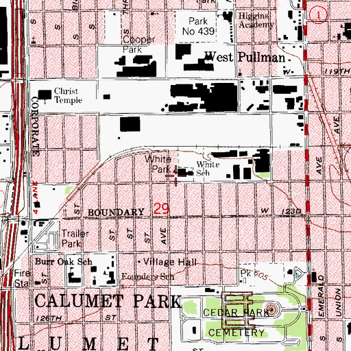 Topographic Map of West Pullman Branch School (historical), IL